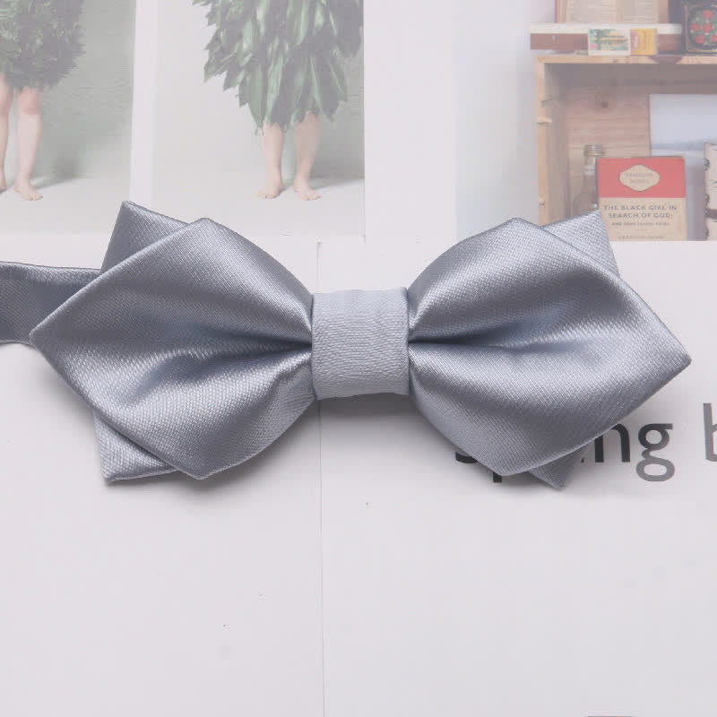 Men's Casual Solid Color Double Layered Pointed Bow Tie