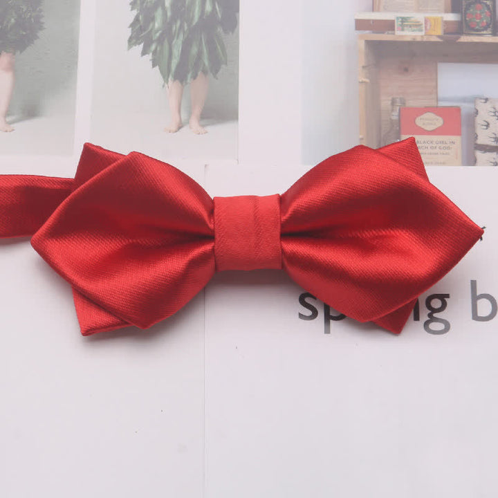 Men's Casual Solid Color Double Layered Pointed Bow Tie