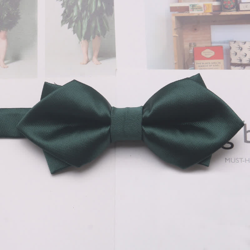 Men's Casual Solid Color Double Layered Pointed Bow Tie