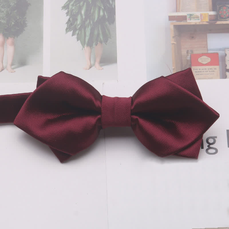 Men's Casual Solid Color Double Layered Pointed Bow Tie