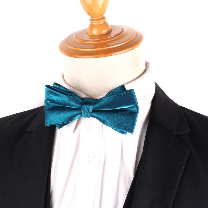 Men's Gloss Double Layer Solid Color Bow Tie