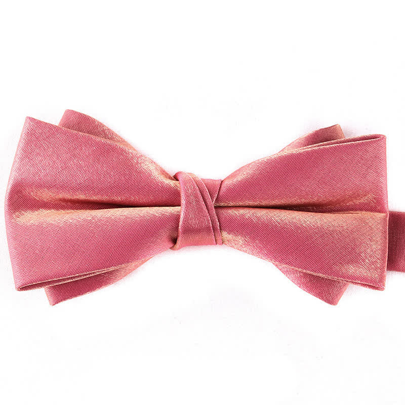 Men's Gloss Double Layer Solid Color Bow Tie