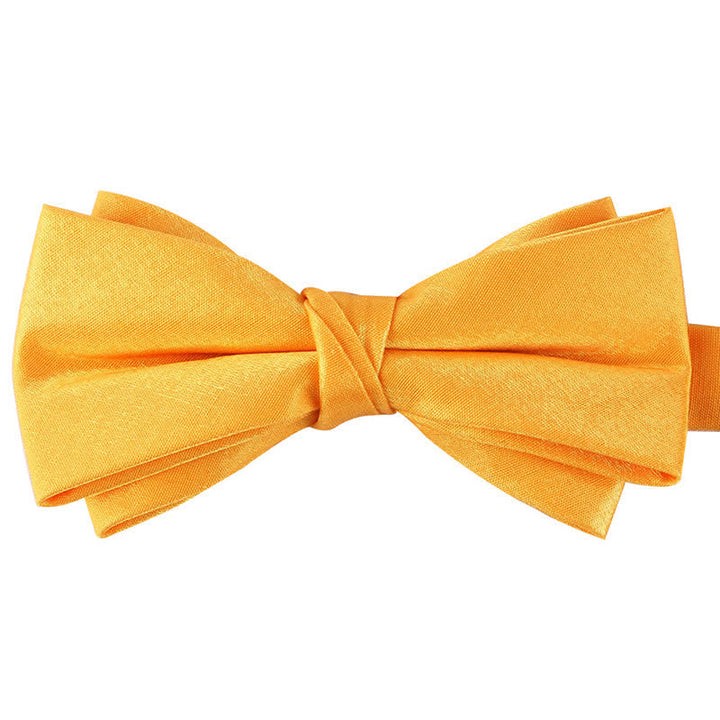 Men's Gloss Double Layer Solid Color Bow Tie