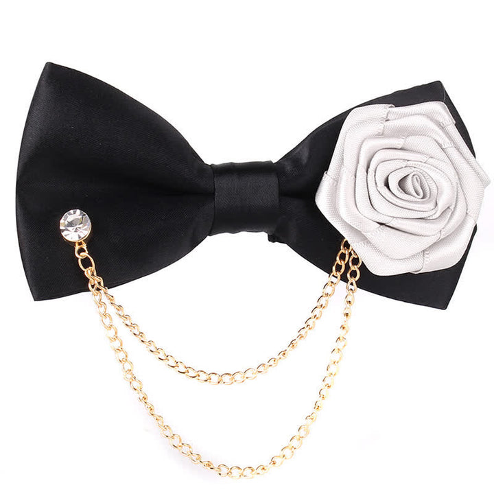 Men's Elegant Rose Golden Chain Decoration Bow Tie