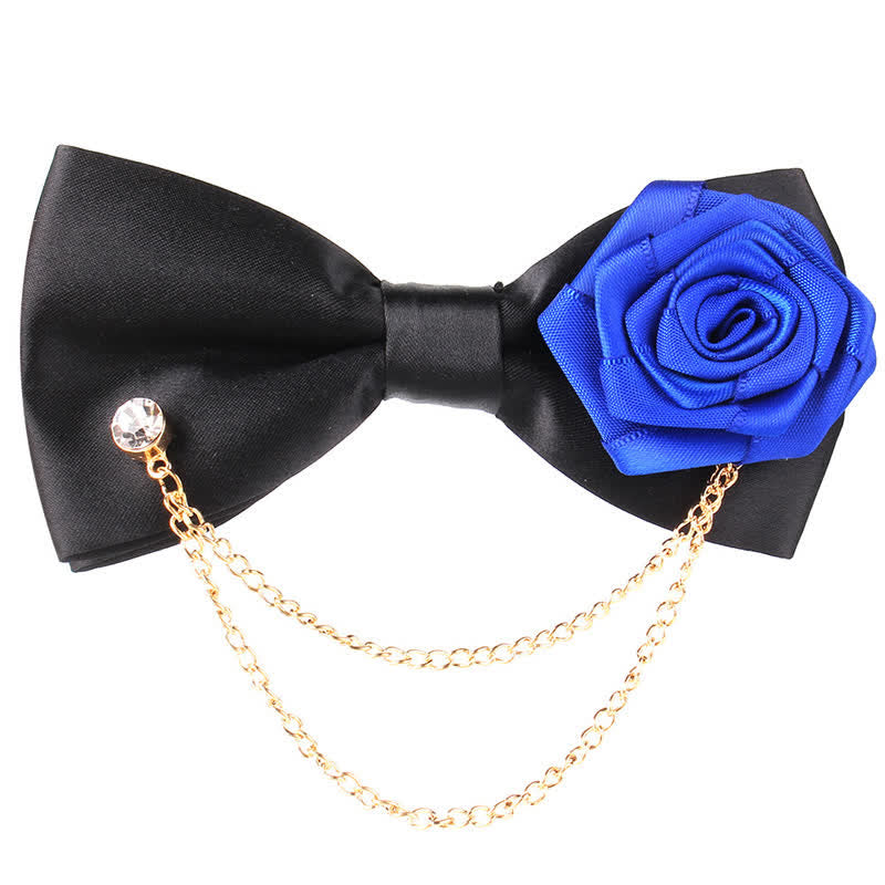 Men's Elegant Rose Golden Chain Decoration Bow Tie