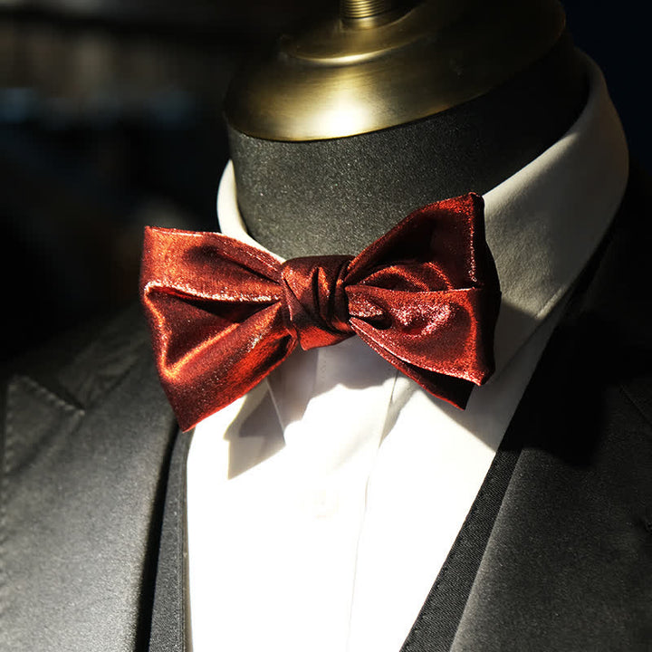 Men's Shiny Gorgeous Red OliveDrab Bow Tie