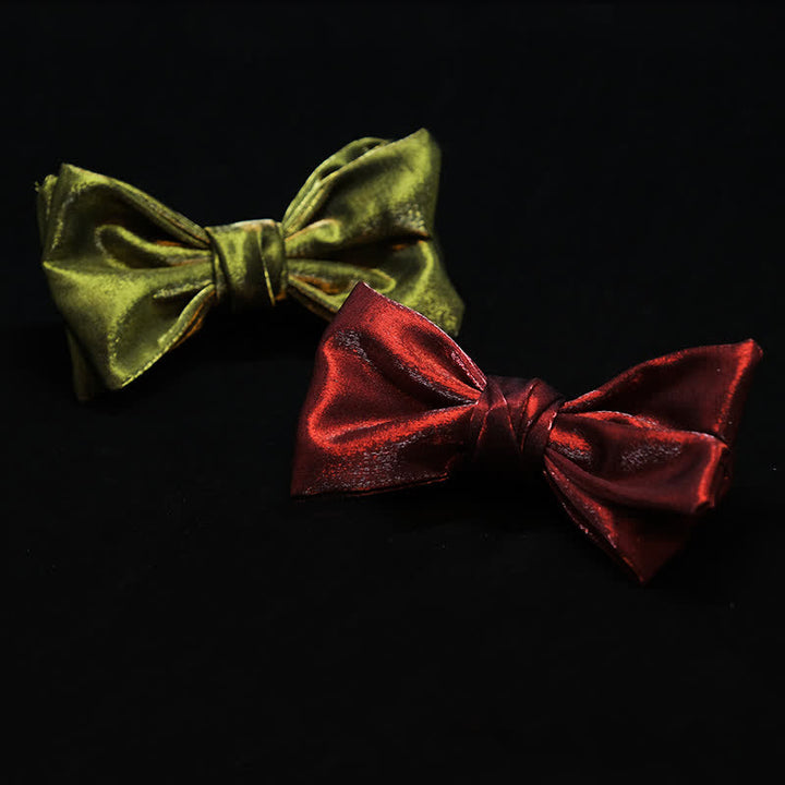 Men's Shiny Gorgeous Red OliveDrab Bow Tie