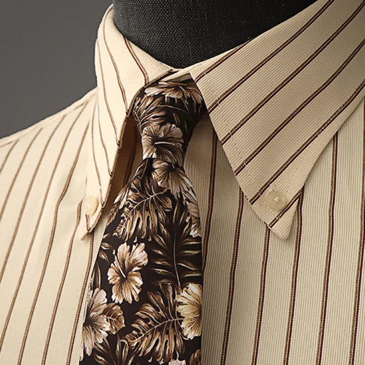 Men's Floral Printed Formal Dress Shirt Necktie