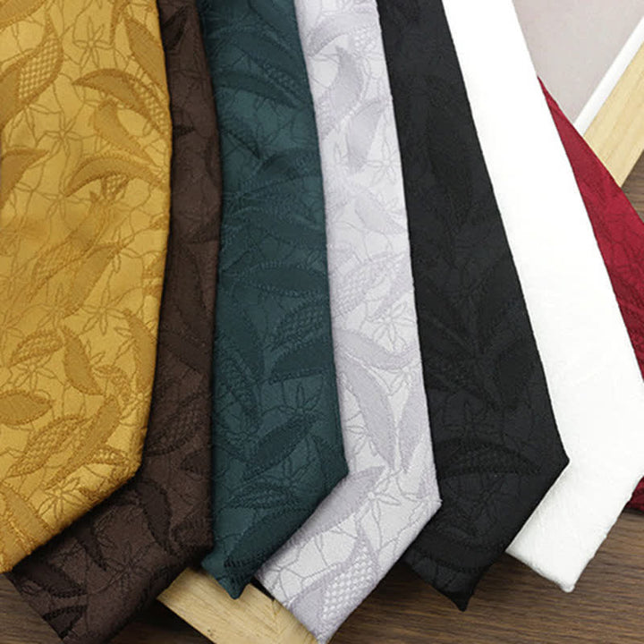 Men's Casual Floral Jacquard Leaves Pattern Necktie - image 4