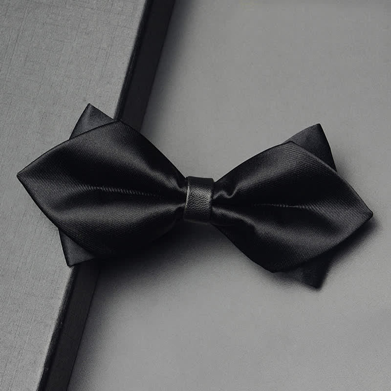 3Pcs Men's Classic Double Layered Pointed Bow Tie Set