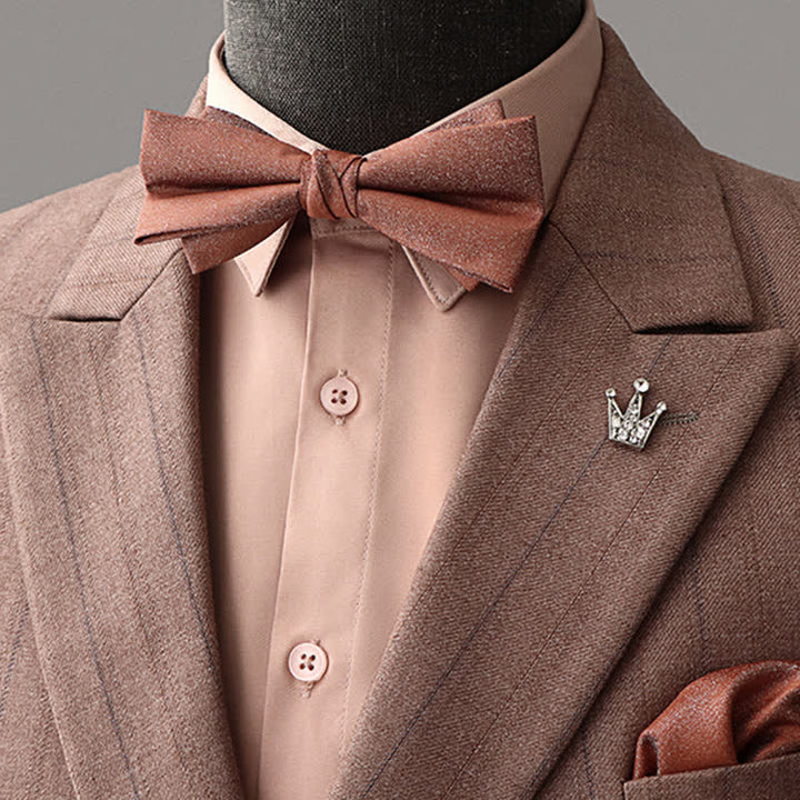 2Pcs Men's Retro Brown Bow Tie Handkerchief Set