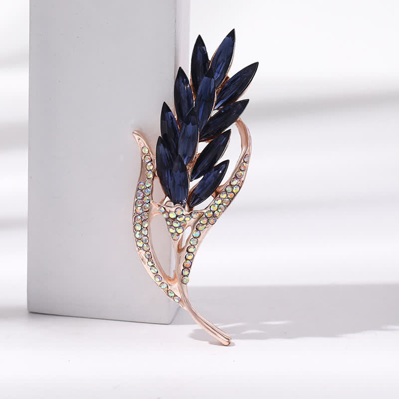 Women's Golden Wheat Ear Rhinestone Brooch