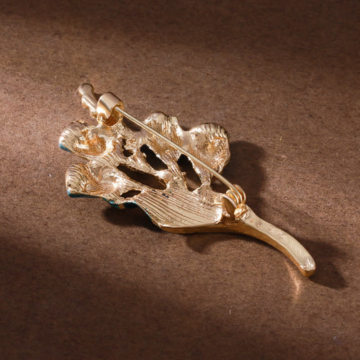 Women's Elegant Golden Tulip Enamel Brooch