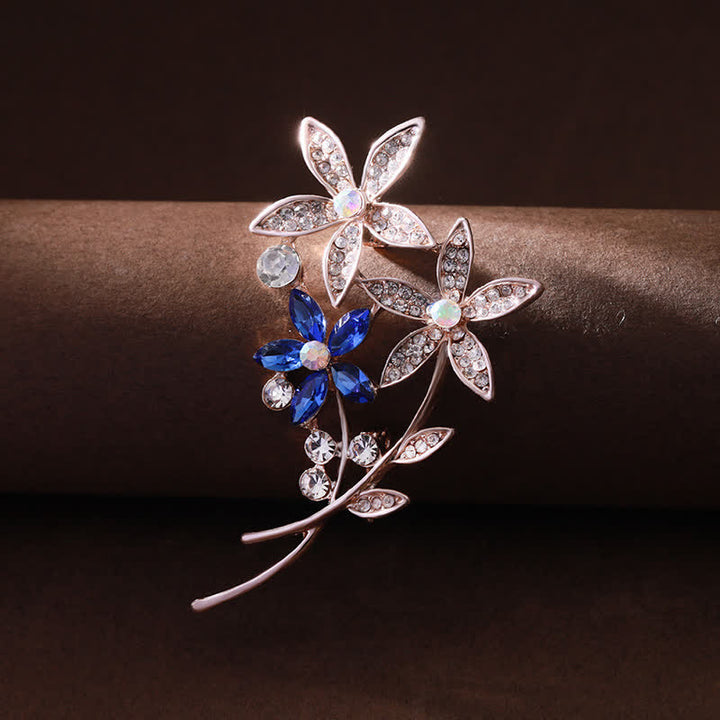 Women's Sparkling Rhinestone Flower Brooch