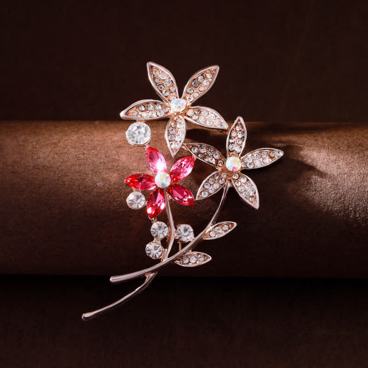 Women's Sparkling Rhinestone Flower Brooch