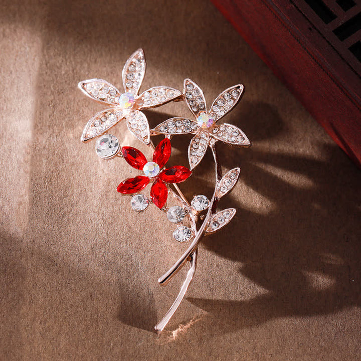 Women's Sparkling Rhinestone Flower Brooch