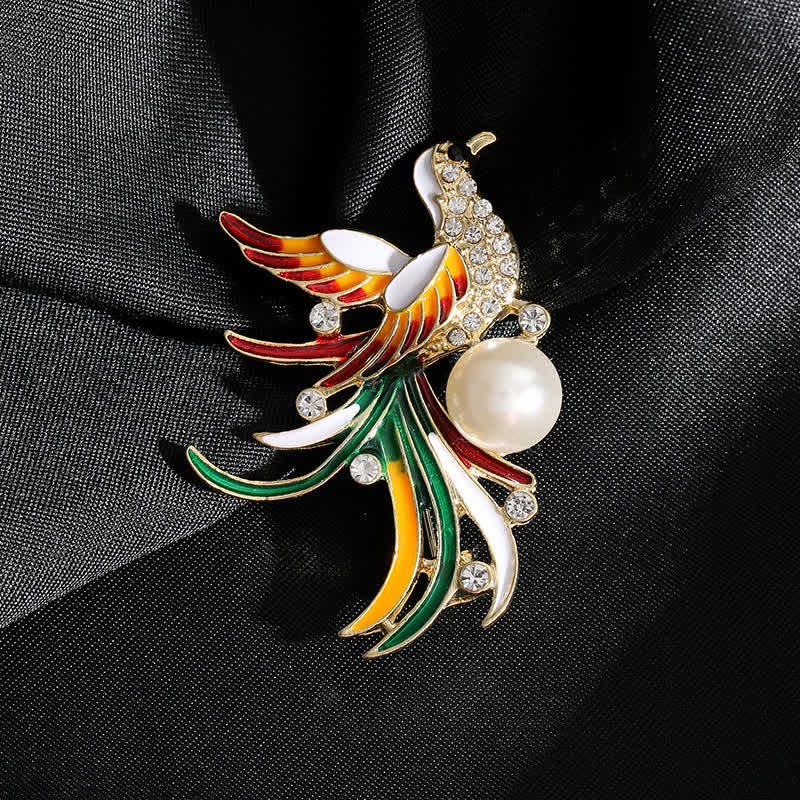 Women's Colourful Flying Phoenix Bird Brooch