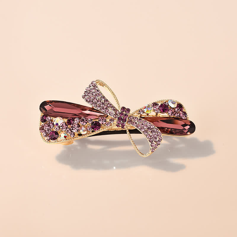 Women's Unique Bow Rhinestones Decor Hair Clip