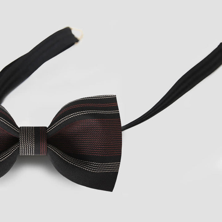 Men's Burgundy & Black Striped Formal Bow Tie