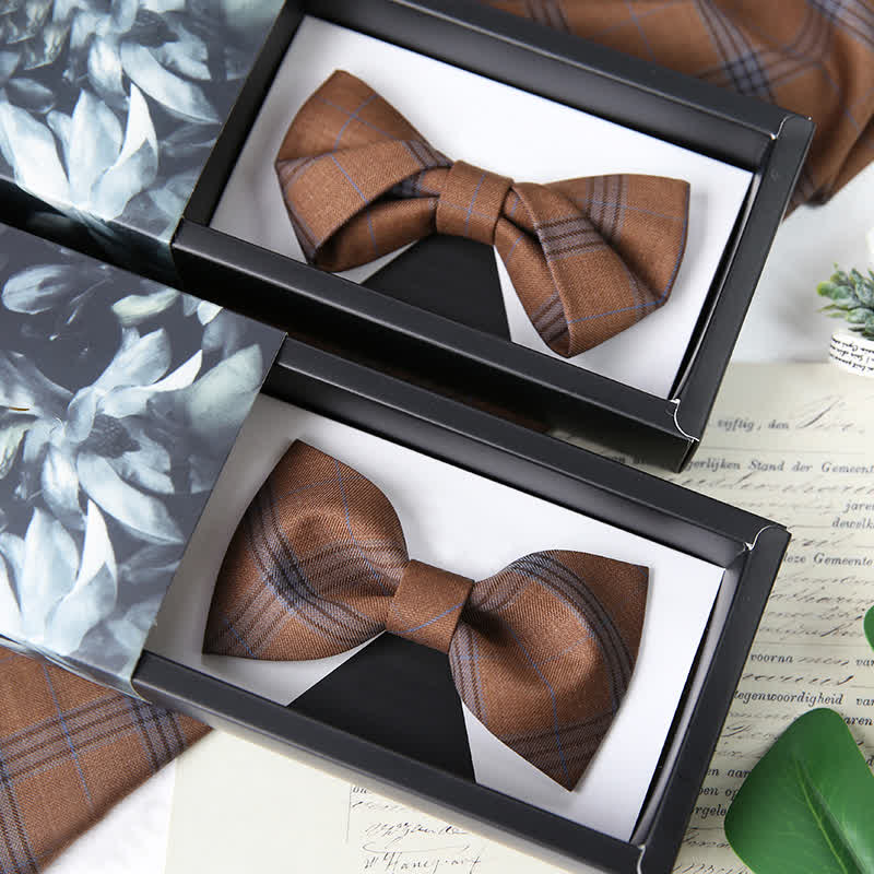 Men's British Style Classic Plaid Bow Tie