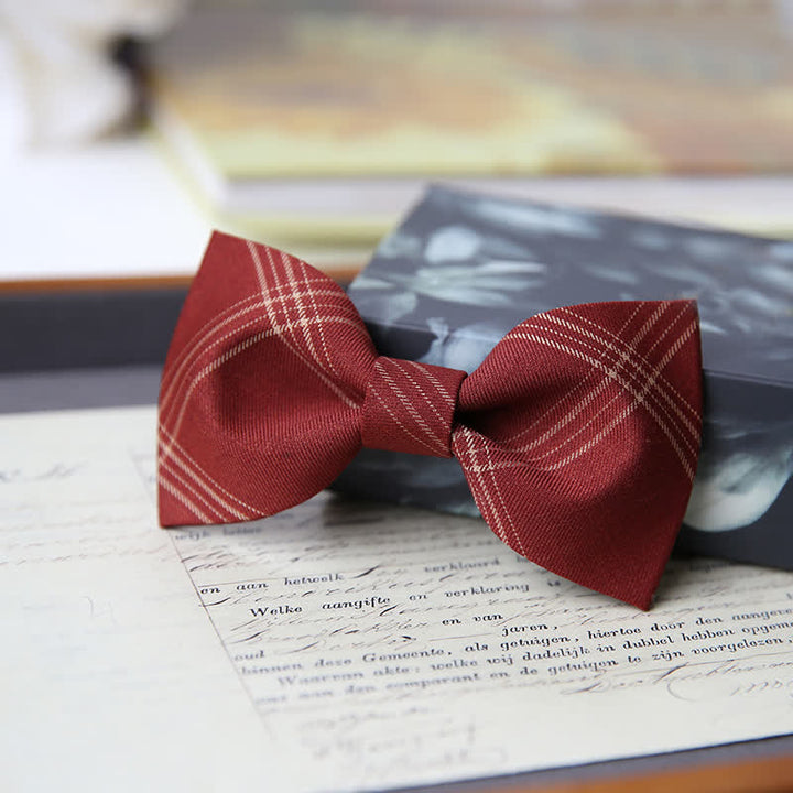 Men's British Style Classic Plaid Bow Tie