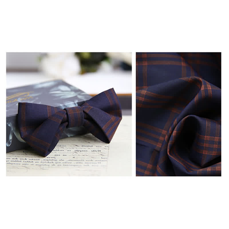 Men's British Style Classic Plaid Bow Tie