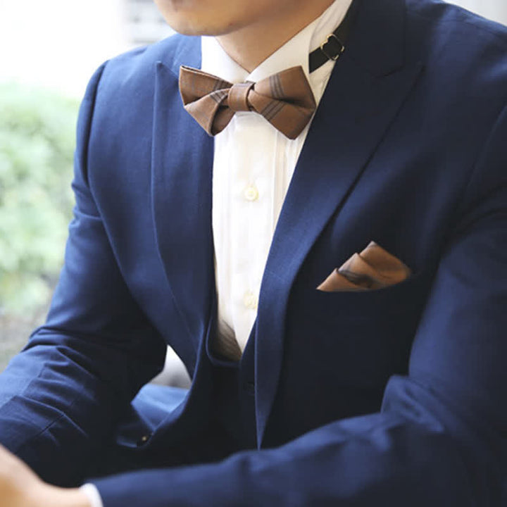 Men's British Style Classic Plaid Bow Tie