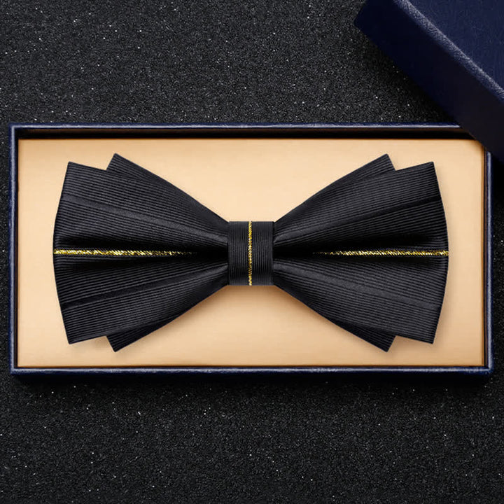 Men's Golden Thread Decor Double Layered Bow Tie