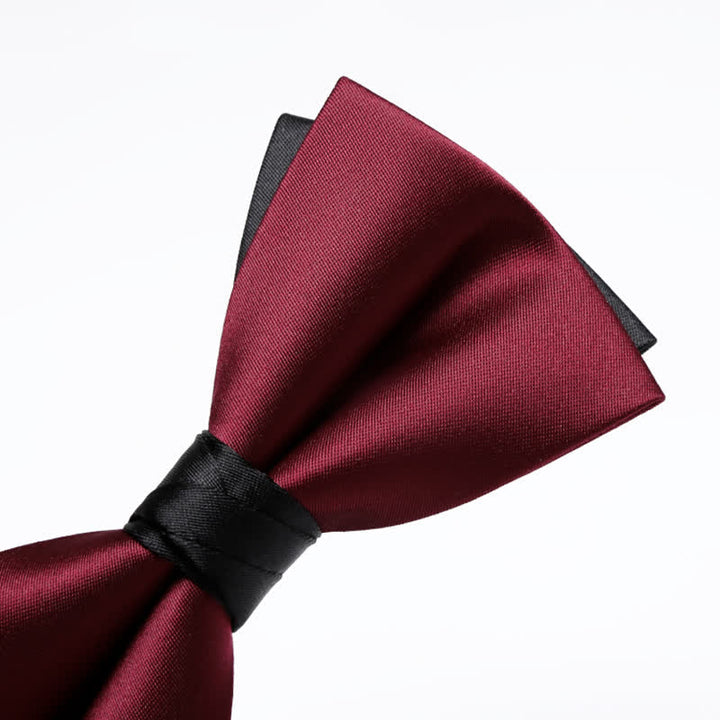 Men's Red Black Double-Layered Wedding Groom Bow Tie