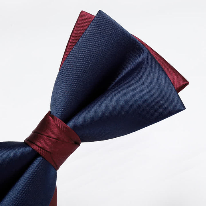 Men's Noble Navy & Burgundy Double Layered Bow Tie