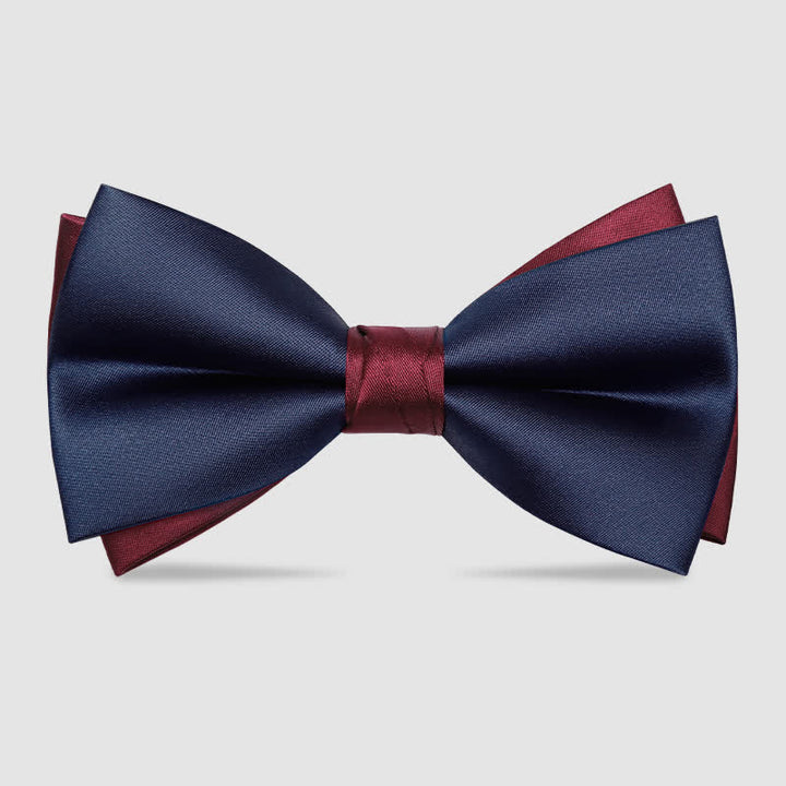 Men's Noble Navy & Burgundy Double Layered Bow Tie