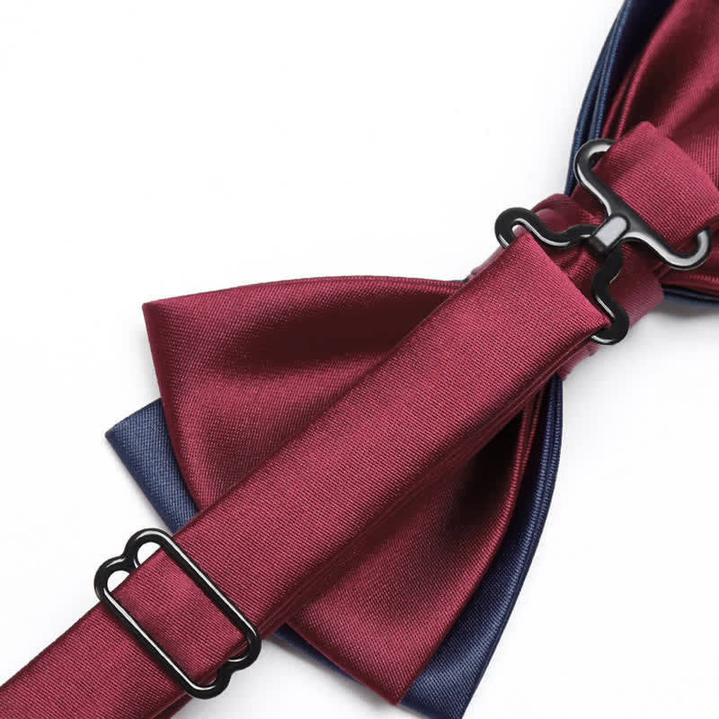 Men's Noble Navy & Burgundy Double Layered Bow Tie