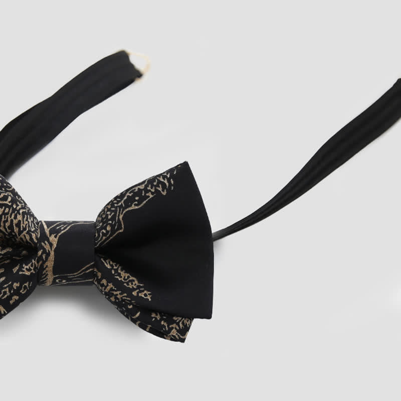 Men's Gold Painting Black Wedding Groom Bow Tie