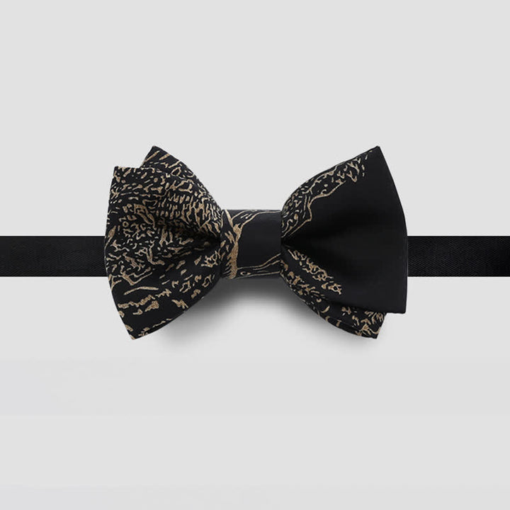 Men's Gold Painting Black Wedding Groom Bow Tie