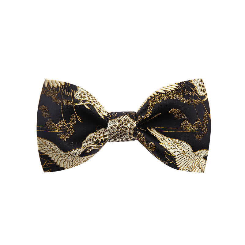 Men's Golden Crane Jacquard Luxury Bow Tie