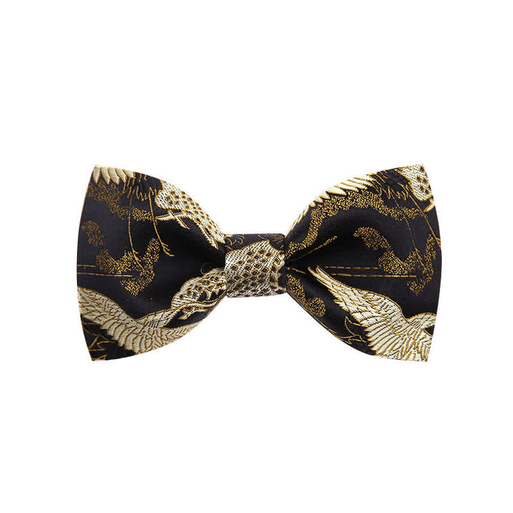 Men's Golden Crane Jacquard Luxury Bow Tie - image 3