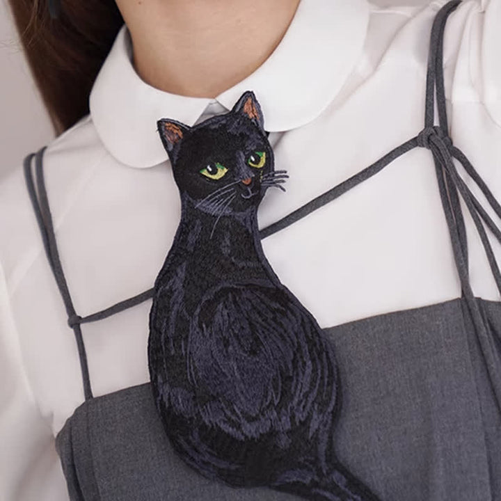 Women's Cool Black Cat Zipper Necktie