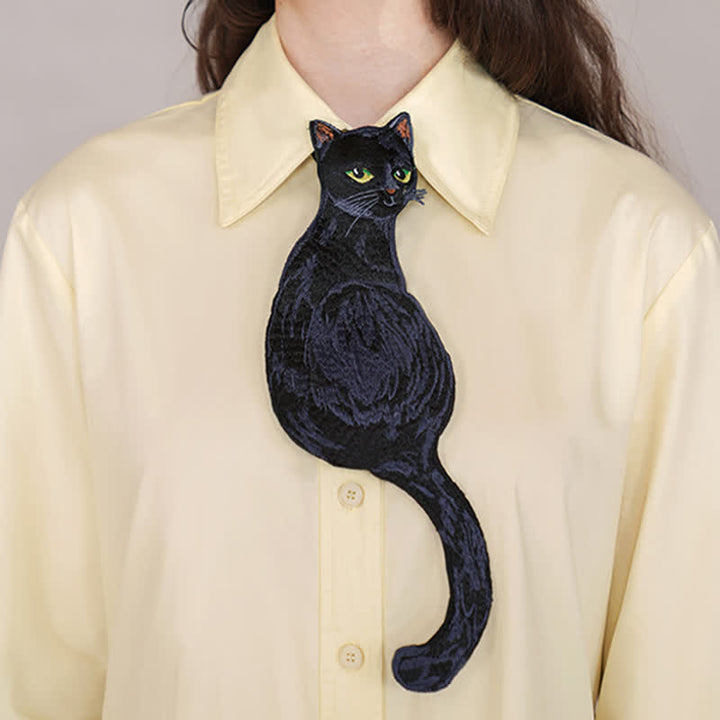 Women's Cool Black Cat Zipper Necktie