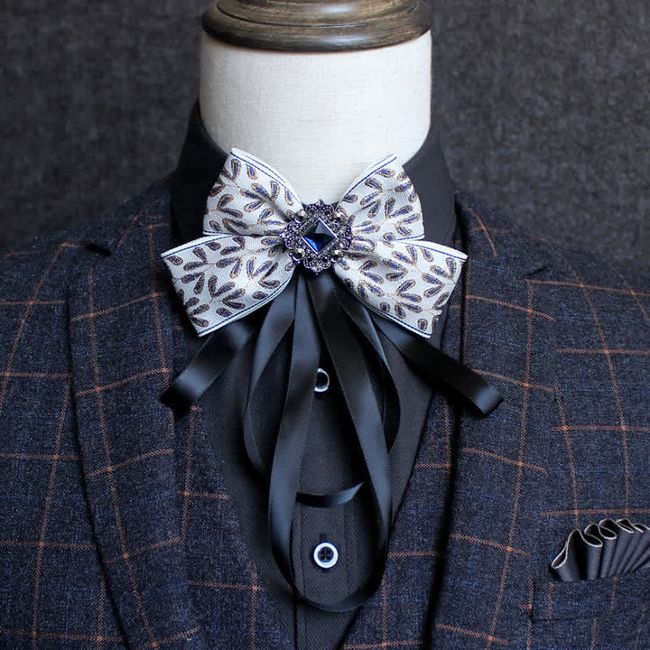 Classic British Style Ribbon Tassel Bow Tie