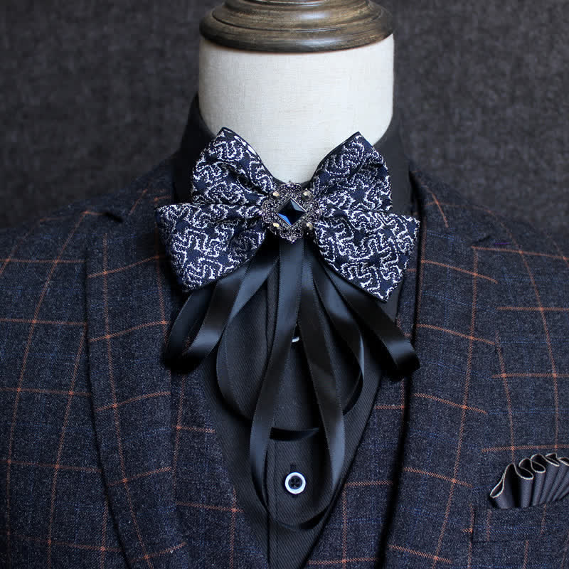 Classic British Style Ribbon Tassel Bow Tie