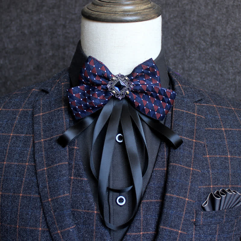 Classic British Style Ribbon Tassel Bow Tie