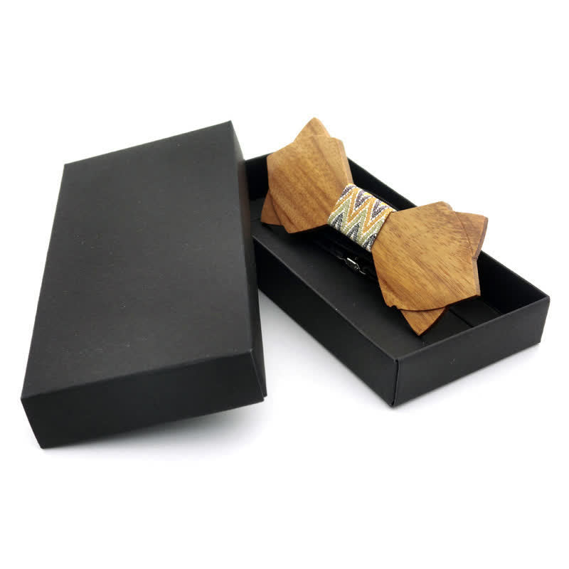 Men's Classic Vintage Double Layered Wooden Bow Tie