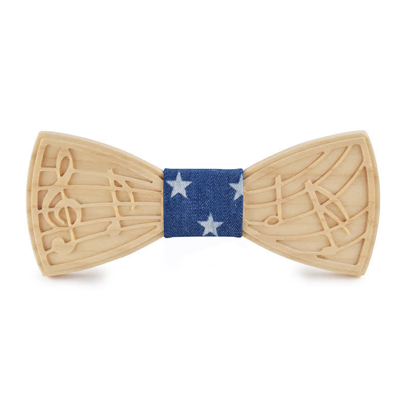 Men's Novelty Music Engraving Wooden Bow Tie