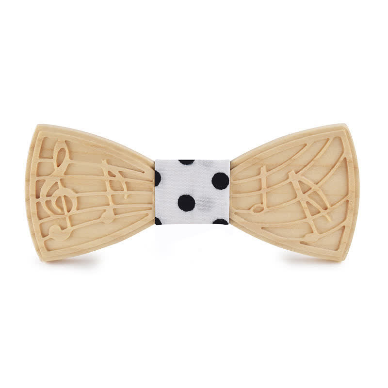 Men's Novelty Music Engraving Wooden Bow Tie