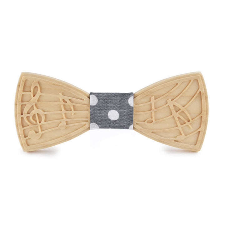 Men's Novelty Music Engraving Wooden Bow Tie