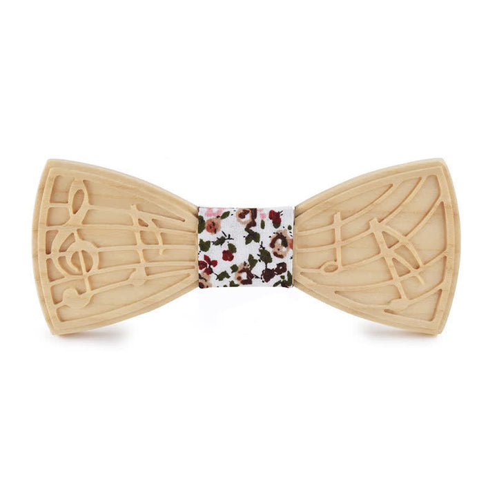 Men's Novelty Music Engraving Wooden Bow Tie