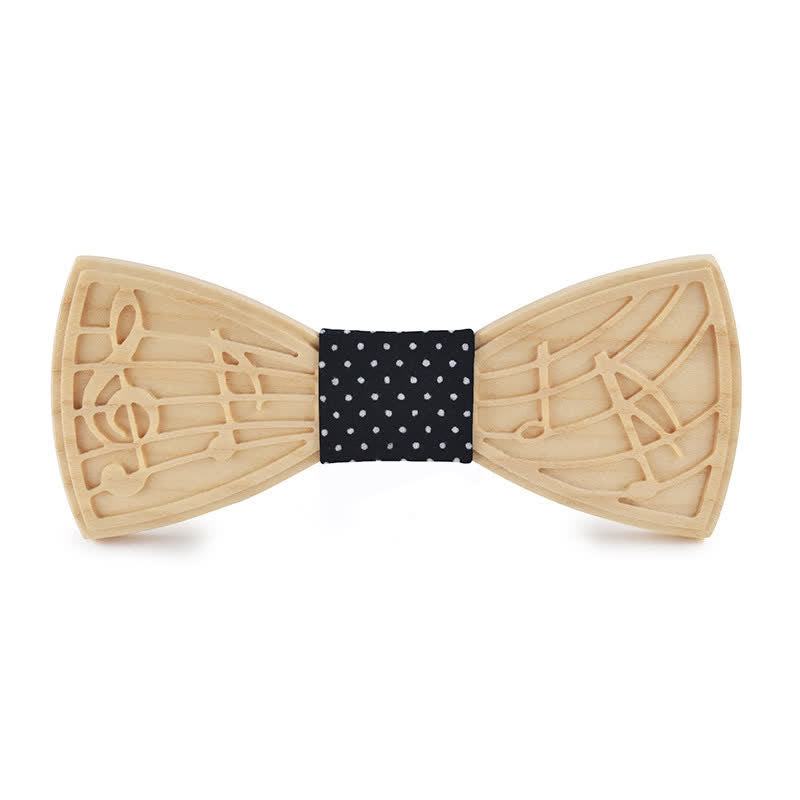 Men's Novelty Music Engraving Wooden Bow Tie