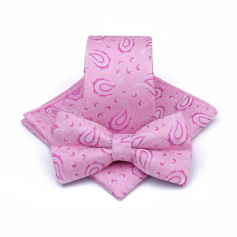 3Pcs Men's Cashew Flower Casual Bow Tie Necktie Set