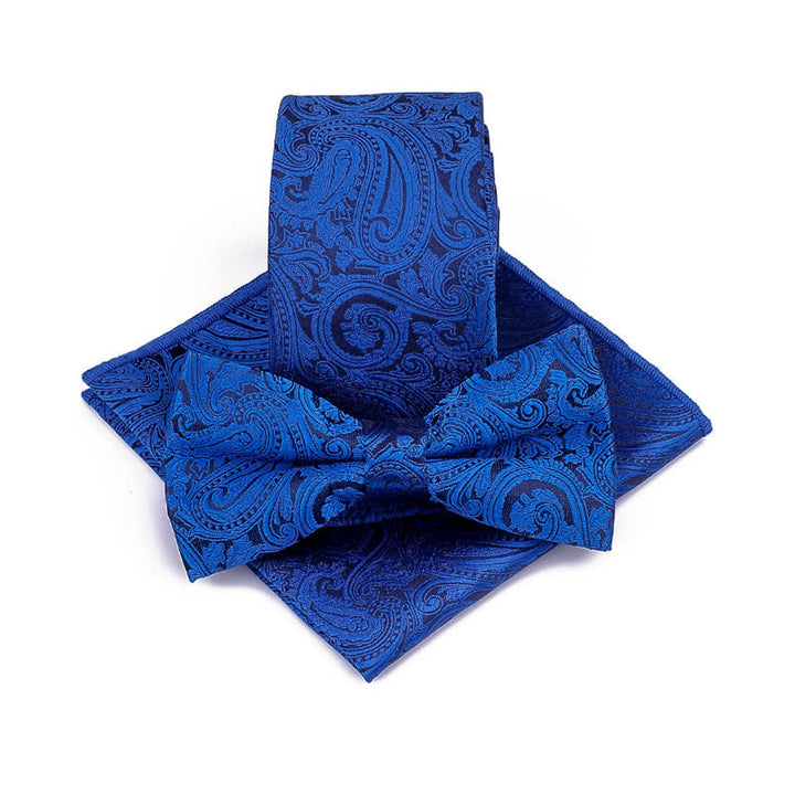 3Pcs Men's Paisley Ceremony Groom Bow Tie Necktie Set