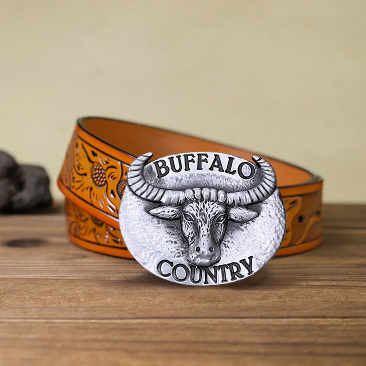 Men's DIY Buffalo Country Buckle Leather Belt